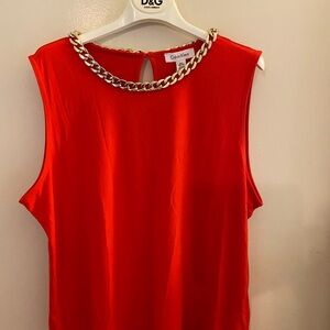 Calvin Klein Vibrant Red Chain Detail Blouse